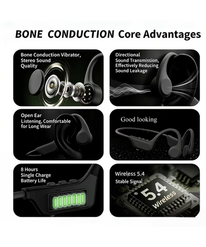 Zedhex Motion Headphone H10 Pro Open Ear Bone Conduction Titanium, Band 32GB IPX8 Waterproof Midnight Black 1 Piece