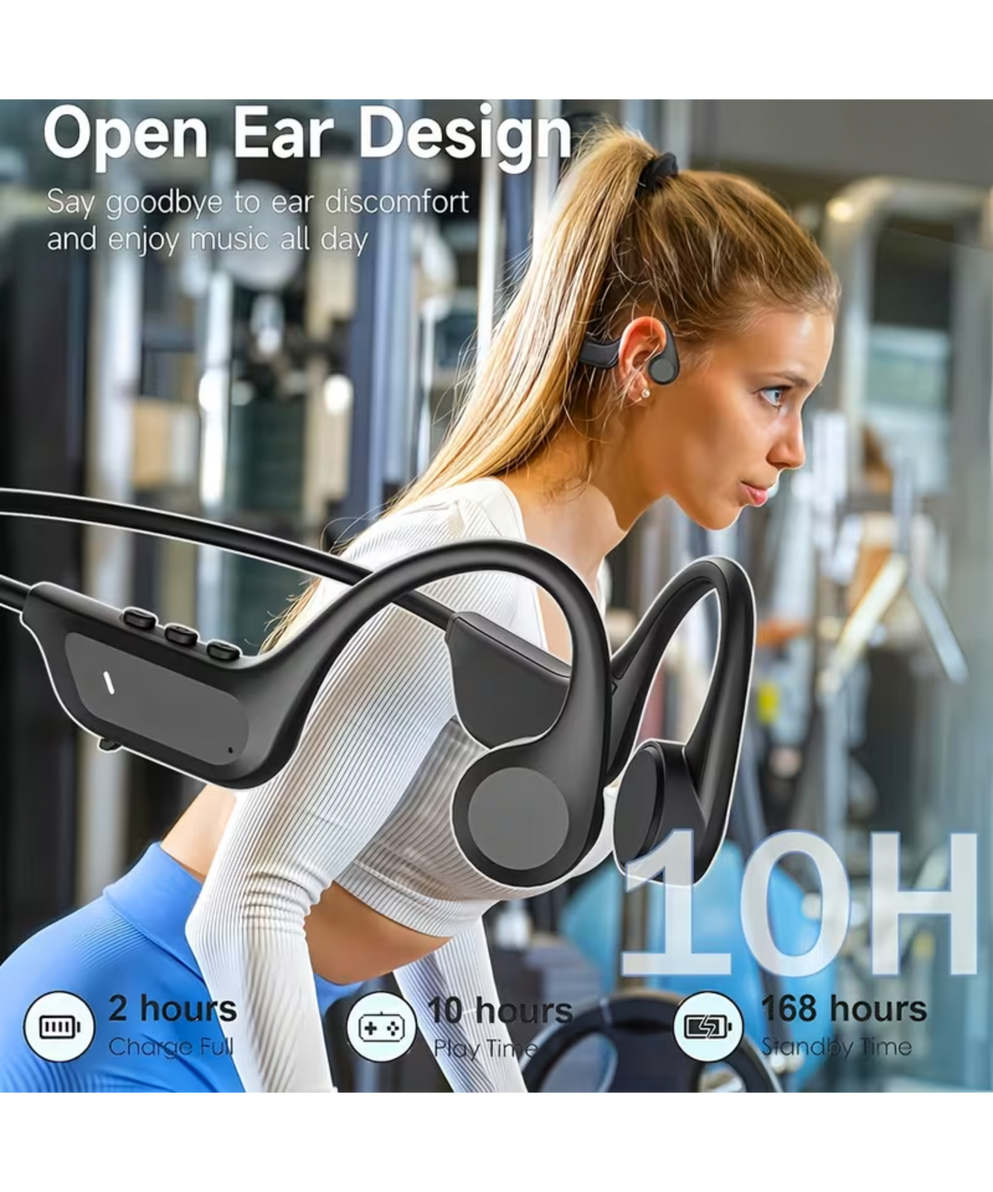 Zedhex Motion Headphone H10 Pro Open Ear Bone Conduction Titanium, Band 32GB IPX8 Waterproof Midnight Black 1 Piece