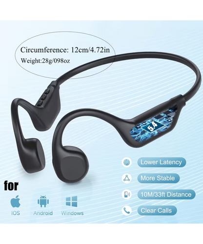 Zedhex Motion Headphone H10 Pro Open Ear Bone Conduction Titanium, Band 32GB IPX8 Waterproof Midnight Black 1 Piece